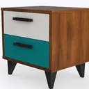 Mid-Century Modern Nightstand with 2 Drawers Left 45 Degree View