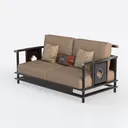 MFSTUDIO Outdoor Patio Furniture Set, 3-Seat Metal Left 45 Degree View