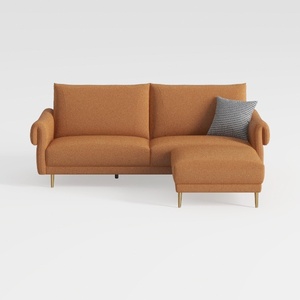 Modern Fabric L Shaped Sectional Sofa with Gold Legs 3D Model