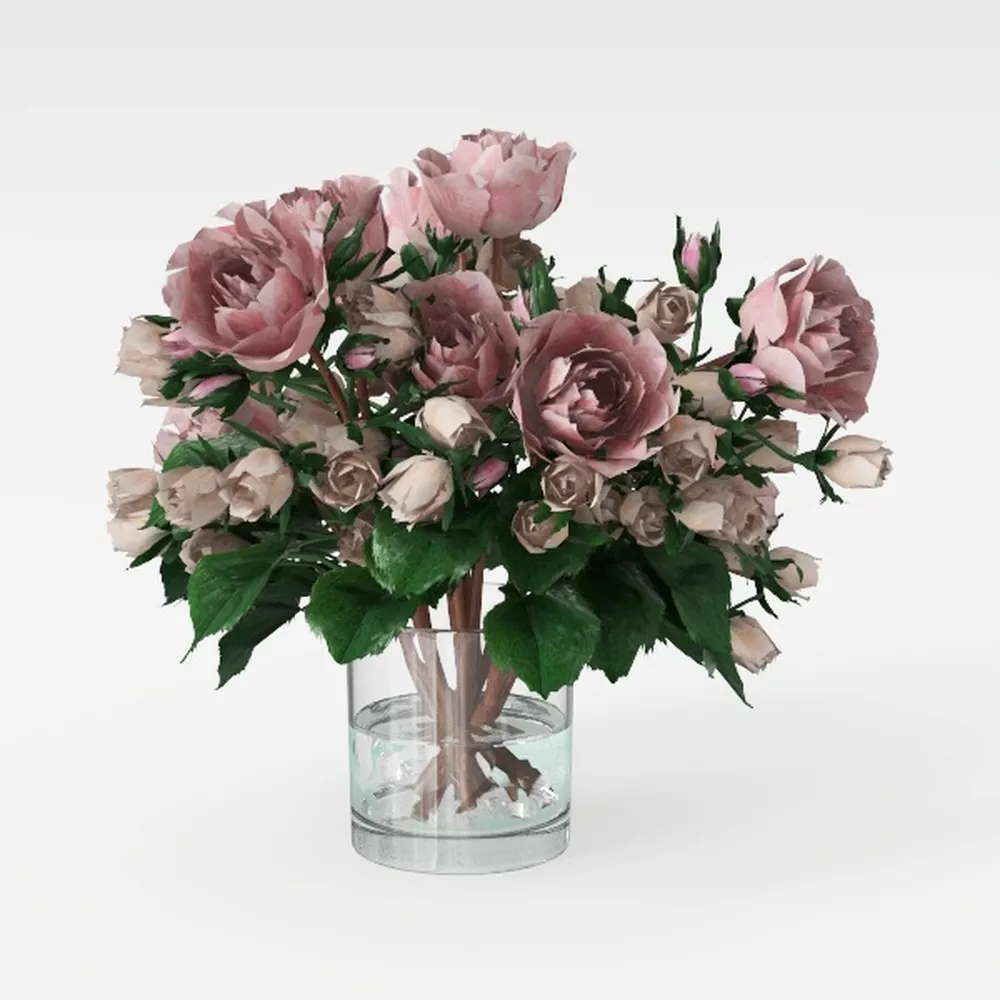 Der Rose 4 Pack Fake Flowers Small Artificial Faux