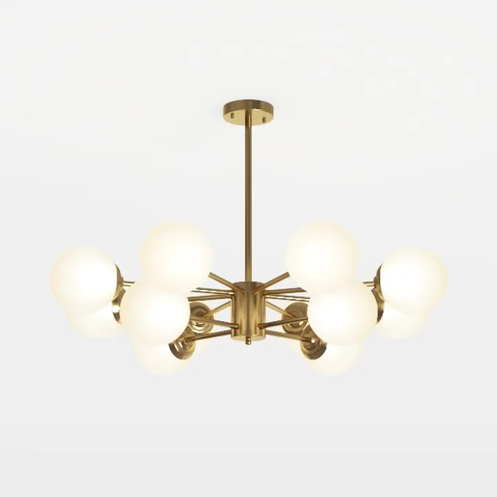 Modern Brass Glass Sputnik Chandelier 3D Model