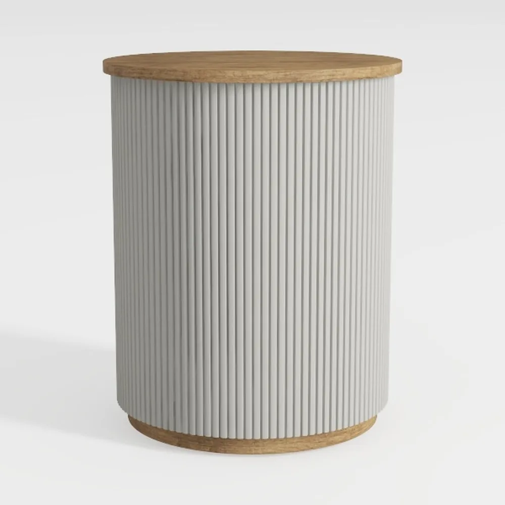 POVISON Round Coffee Side Table Wood End Table, Mi