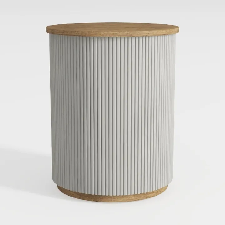 POVISON Round Coffee Side Table Wood End Table, Mi