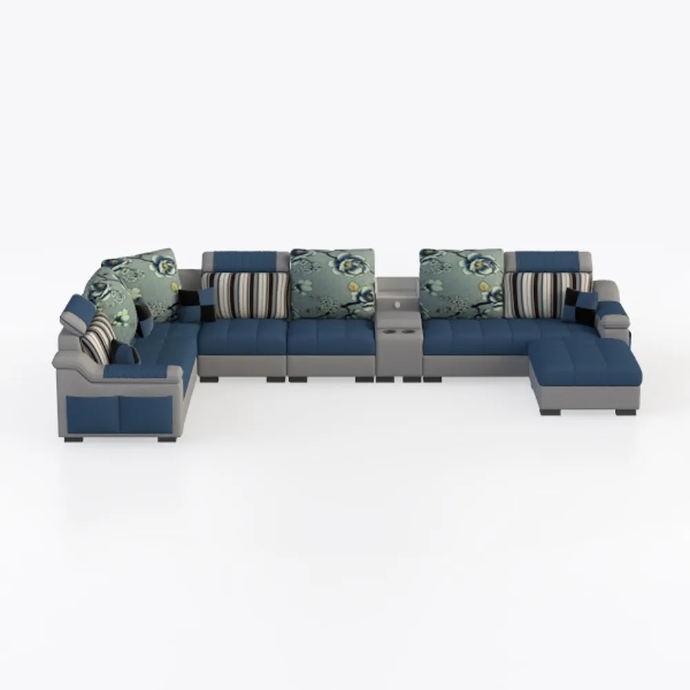 Hybition Sectional Sofa with 2 Ottoman, Chenille L