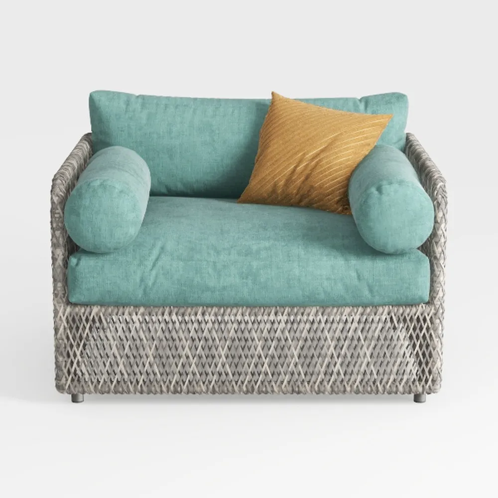 Prescott Brown Wicker Outdoor Lounge Chair with Mi