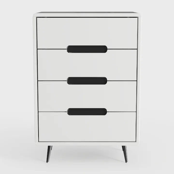 Modern Minimalist White Solid Wood Metal Dresser 3D Model