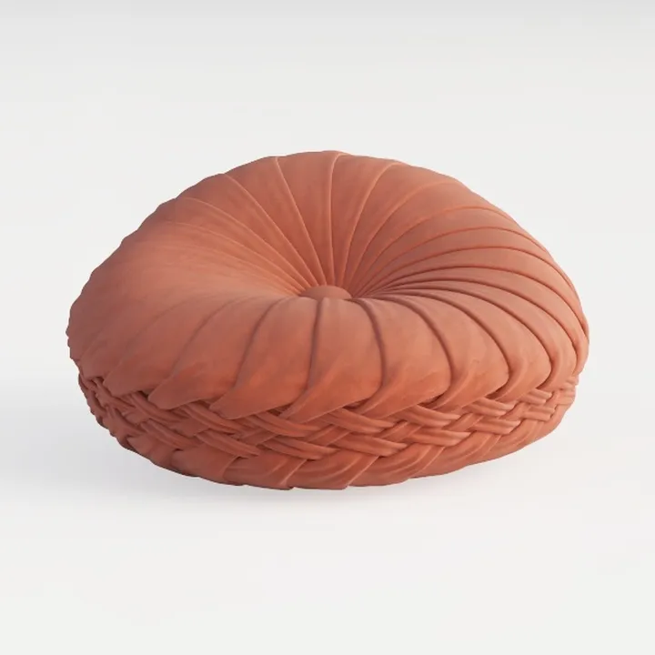 Velvet Woven Round Floor Ottoman Cushion 3D Model