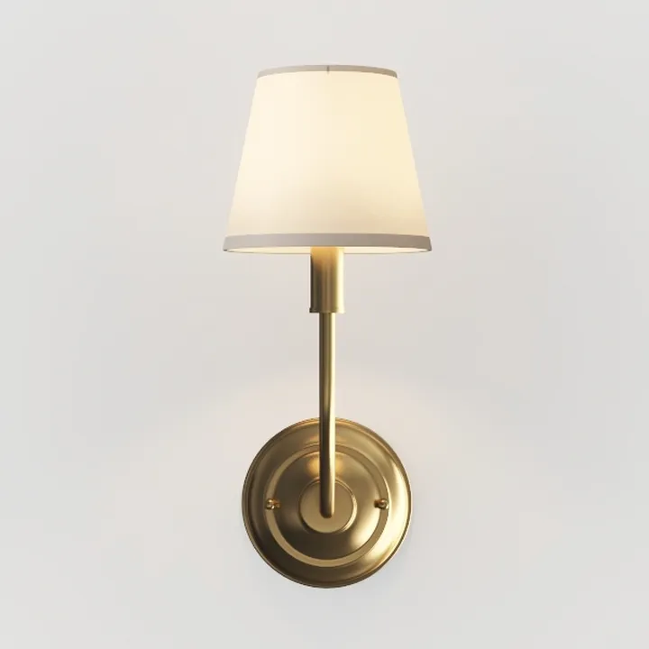 Brass Fabric Contemporary Wall Lamp 3D Model