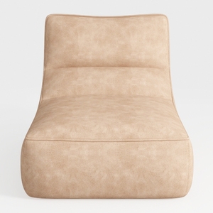 Minimalist Beige Leather Chaise Lounge 3D Model