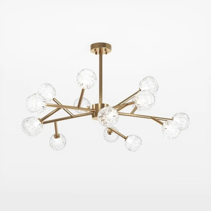 Modern Brass Glass Sputnik Chandelier 3D Model