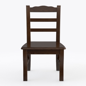 Rustic Solid Wood Dining Chair 3D Model