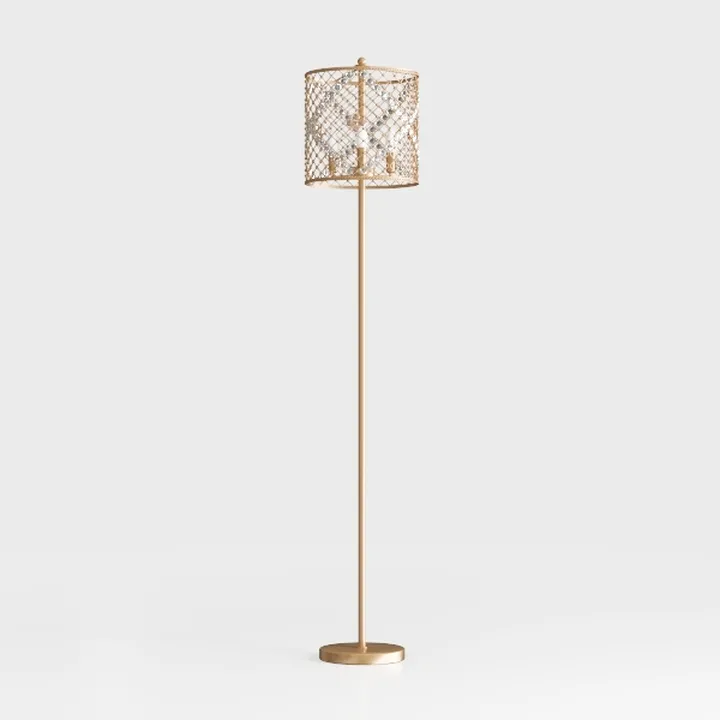 Gold Metal Crystal Glam Floor Lamp 3D Model