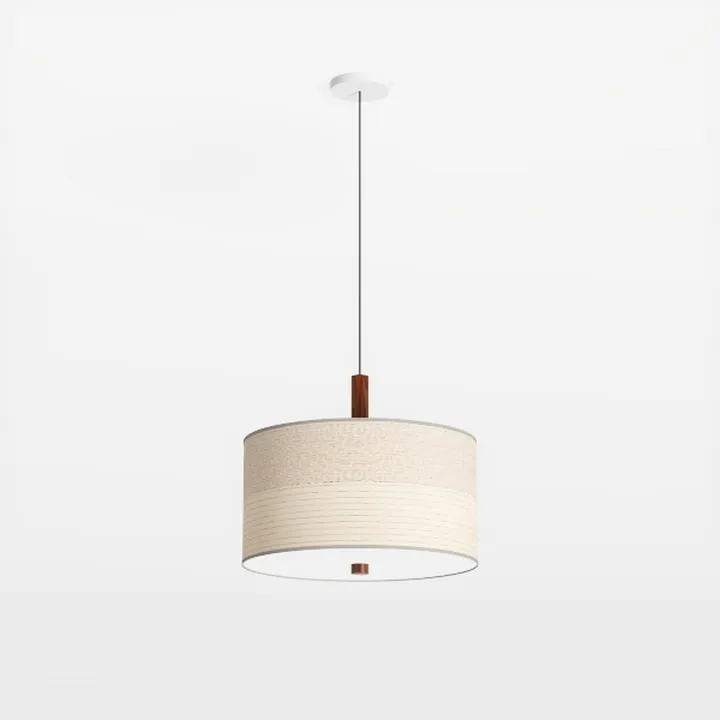 Minimalist Fabric Wood Pendant Lamp 3D Model