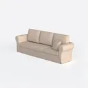 Italian Leather Sofa, Top Grain Beige, 3-Layer Left 45 Degree View