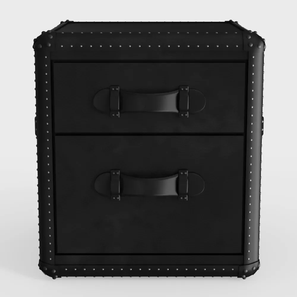 Bedside Cabinet Black Cold-Rolled Steel Compact
