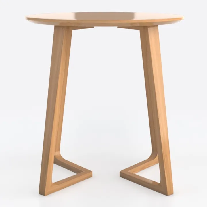 Minimalist Solid Oak Round Side Table 3D Model