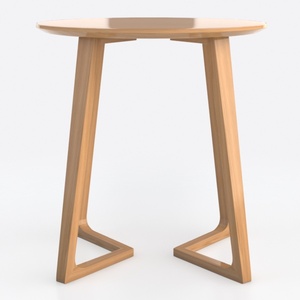 Minimalist Solid Oak Round Side Table 3D Model