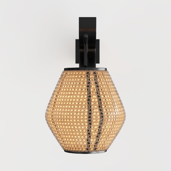 KUNJOULAM Rattan Table Lamp with Linen Fabric
