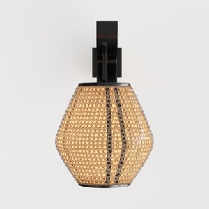 KUNJOULAM Rattan Table Lamp with Linen Fabric