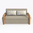 Modern Fabric Solid Wood Arm Loveseat Sofa with Storage Pockets 3D Model Front View