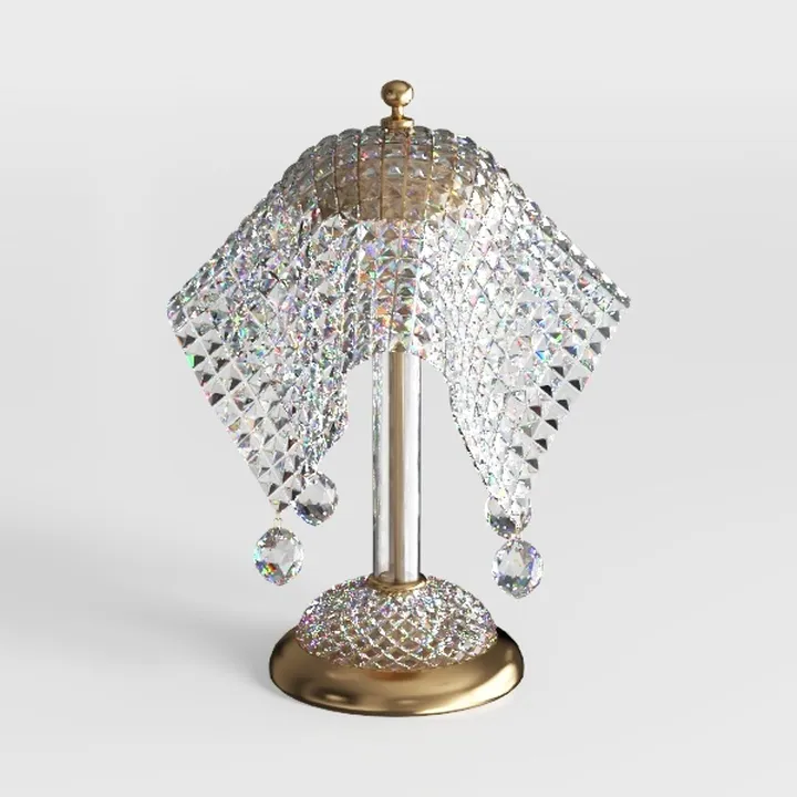 Luxury Crystal Brass Table Lamp 3D Model