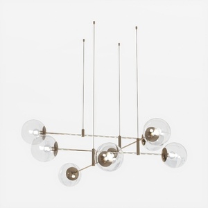 Modern Brass Glass Linear Chandelier 3D Model