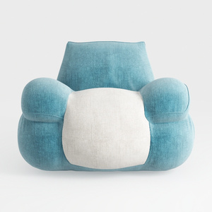 Modern Comfy Teal Chenille Upholstery Bean Bag Rou