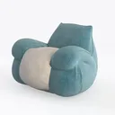 Modern Comfy Teal Chenille Upholstery Bean Bag Rou Left 45 Degree View