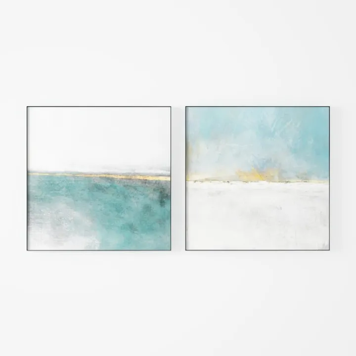 CHATYOUNG Wall Art Living Room - Framed Teal Blue