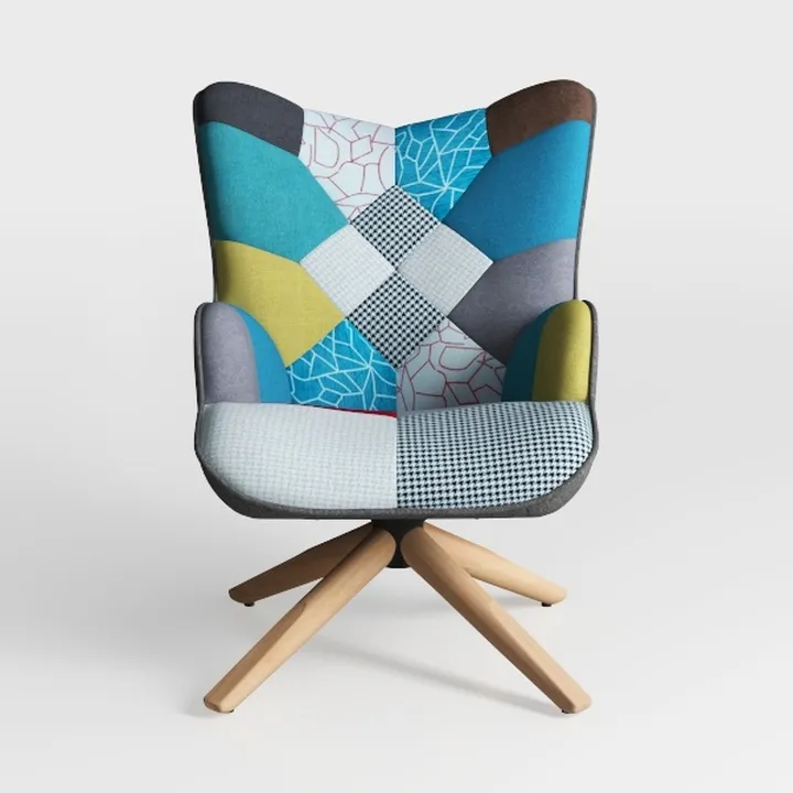 HomeMiYN Accent Patchwork Chair with Ottoman Set 
