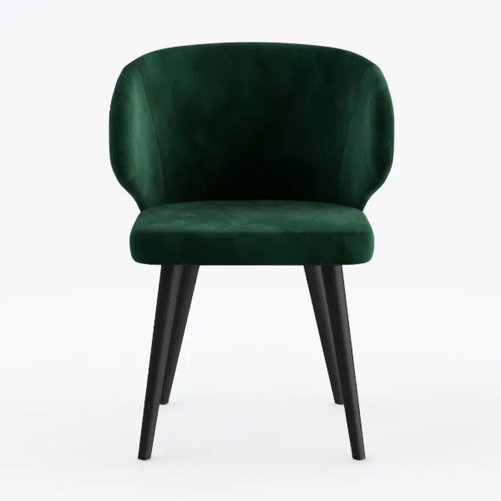 Modern Dark Green Velvet Upholstered Dining Armchair 3D Model