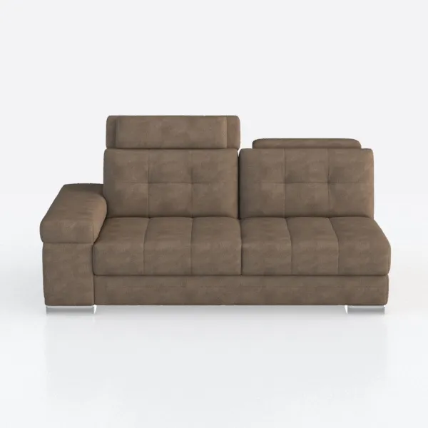 Modern Brown Fabric Tufted Sectional Sofa With Adjustable Headrests 3D Model Front View