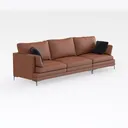 Modern Minimalist Brown Leather Extra Large Sofa 3D Model Right 45 Degree View