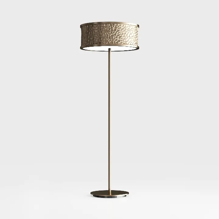 Contemporary Brass Textured Shade Floor Lamp 3D Model