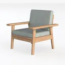 Minimalist Solid Wood Fabric Armchair 3D Model Left 45 Degree View