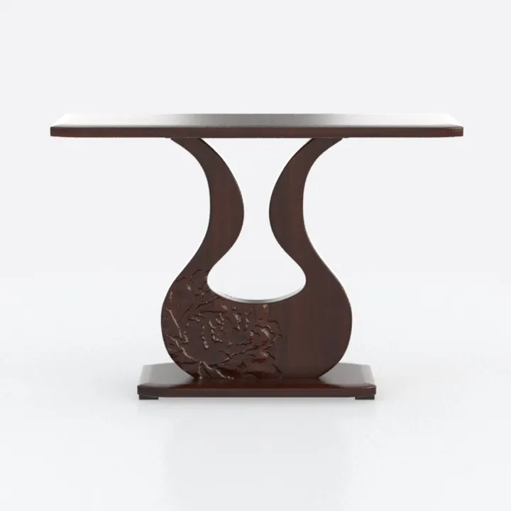 40 in. 2 Tiers Brown Rectangle Wood Console Table 
