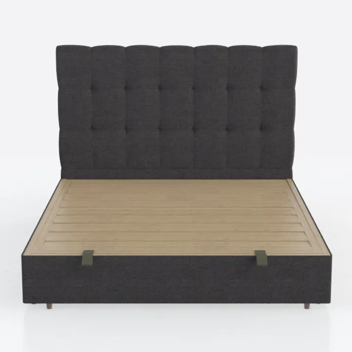 Minimalist Tufted Fabric Upholstered Platform Bed 3D Model
