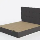 Minimalist Tufted Fabric Upholstered Platform Bed 3D Model Left 45 Degree View