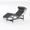 Modern Leather Metal Chaise Lounge 3D Model Left 45 Degree View
