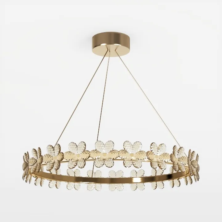 Modern Gold Glass Floral Pendant Chandelier 3D Model