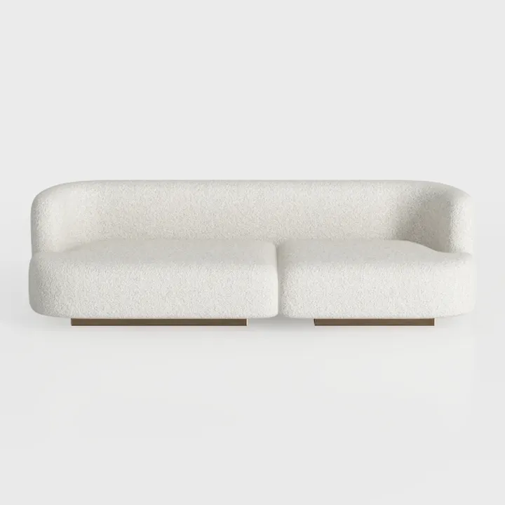 Modern Curved Sectional Sofa, Boucle Fabric, Round