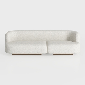 Modern Curved Sectional Sofa, Boucle Fabric, Round