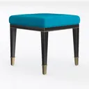 Reynolds Blue/Gold Upholstered Entryway Bench Left 45 Degree View