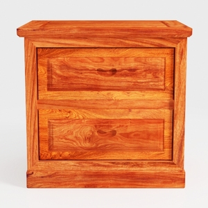 Solid Walnut Wood Two Drawer Nightstand Classic Bedroom Furniture 3D Model