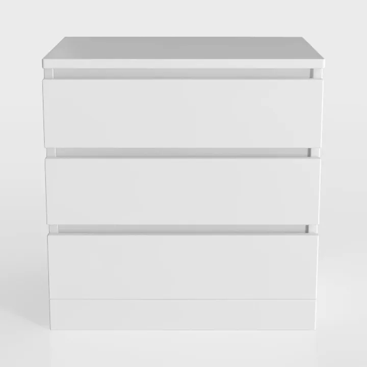 FOTOSOK White Nightstand with 3 Drawers, White Bed