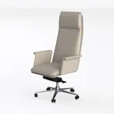 Minimalist Light Gray Leather High Back Office Chair 3D Model Left 45 Degree View