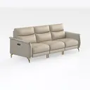 Modern Cream Leather Gold Legged 3 Seater Sofa 3D Model Right 45 Degree View