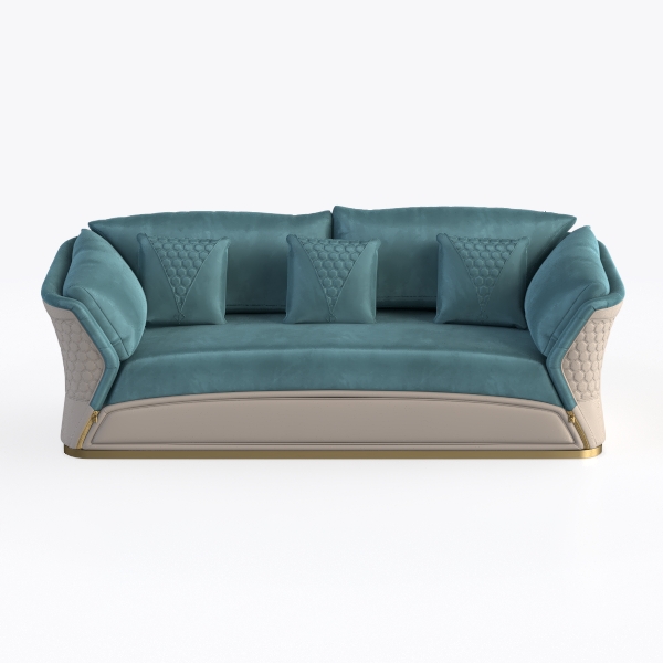 87.4 ’’ Modern Sectional Sofa, Plush Teddy Upholst