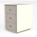 Minimalist Off White 3 Drawer Nightstand with Brass Hardware 3D Model Left 45 Degree View