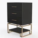 Modern Black Gold Metal Solid Wood Dresser 3D Model Left 45 Degree View